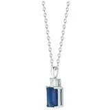 0.24CTW Diamond Emerald Cut Sapphire Pendant