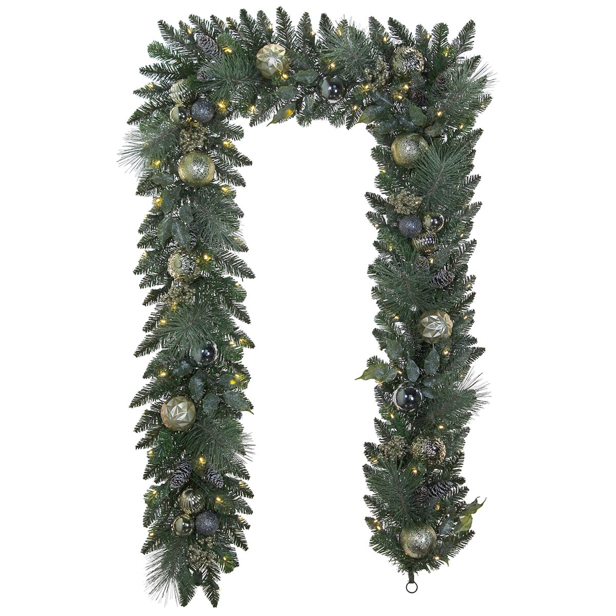 Pre-Lit Decorated Holiday Artificial Garland Metallic 2.7m
