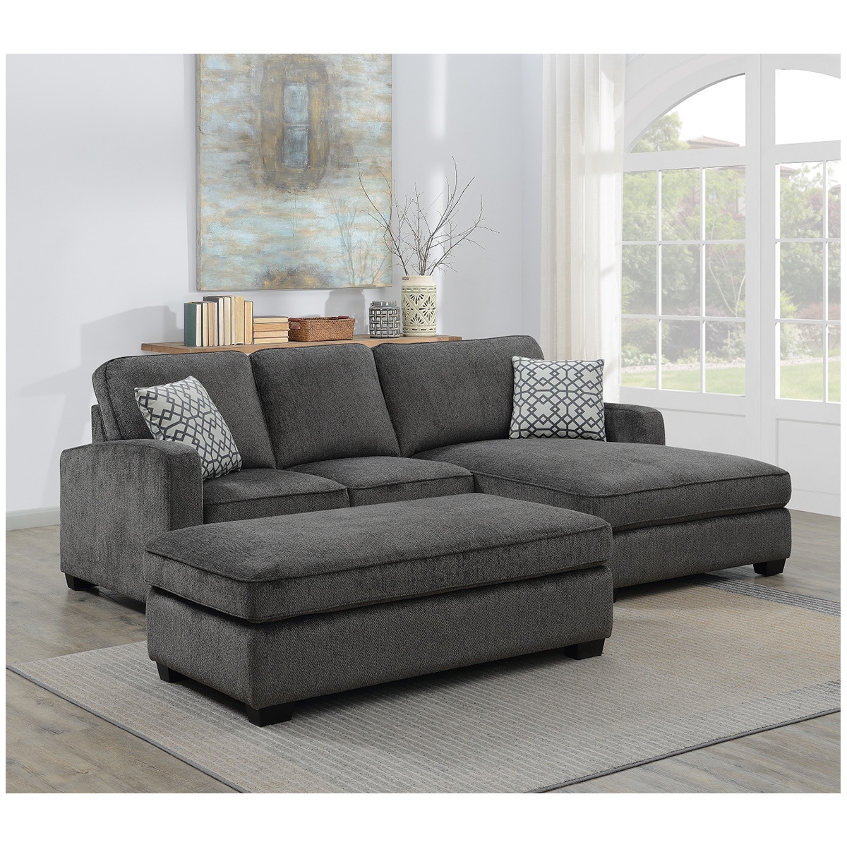 MorriSofa Fabric Sectional Sofa with Ottoman 3pc Costco Australia