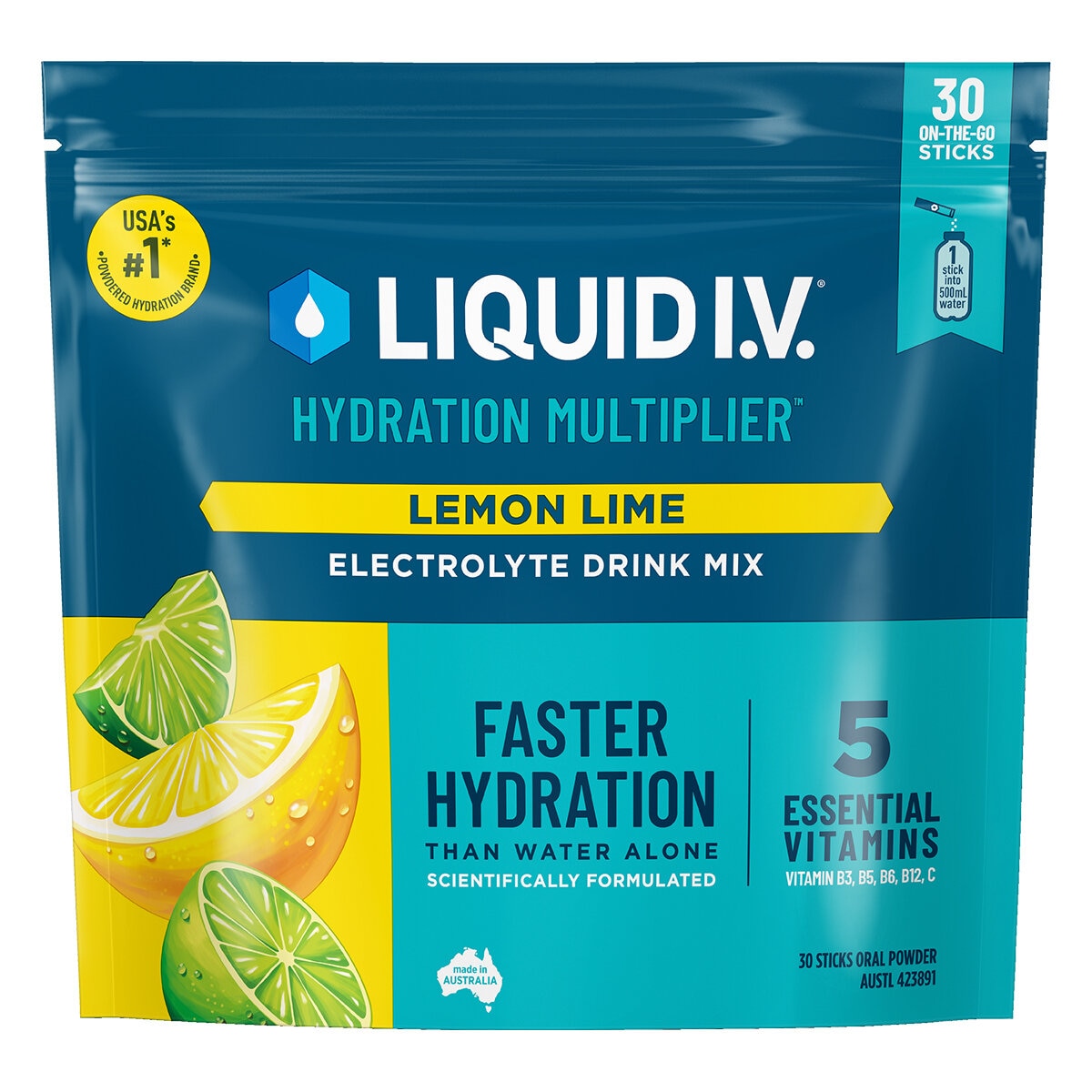Liquid I.V. Hydration Multiplier Electrolyte Drink Mix Lemon Lime 30 Sachets