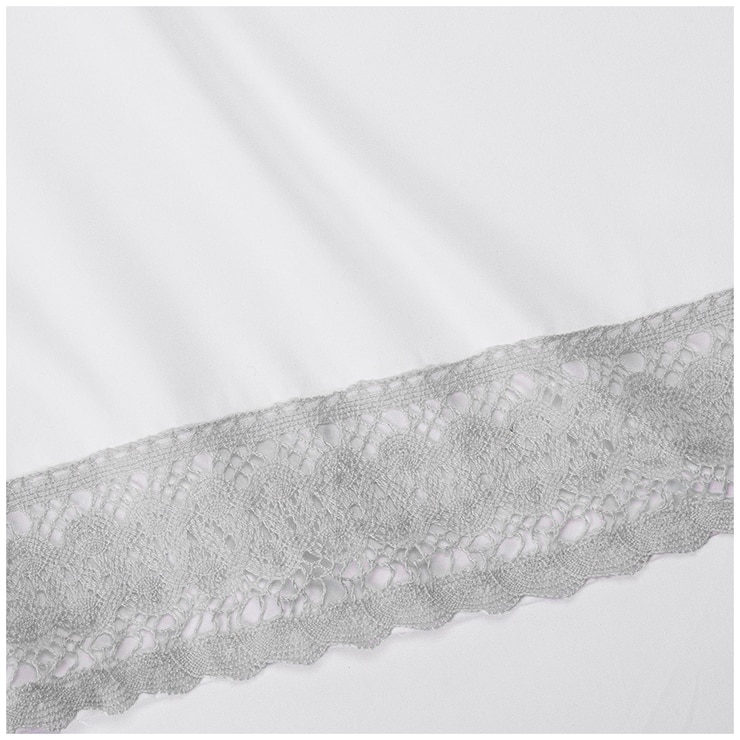 Kingtex Crochet-lace Microfibre Sheet Set 1500 Series Single - Silver/White Kingtex Crochet-lace Microfibre Sheet Set 1500 Series Single - Silver/White