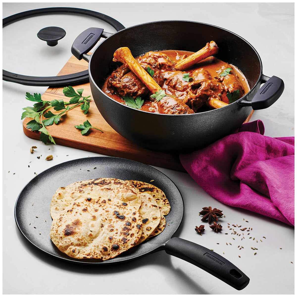 TRAMONTINA KADAI&TAWA P30 CAST IRON SET