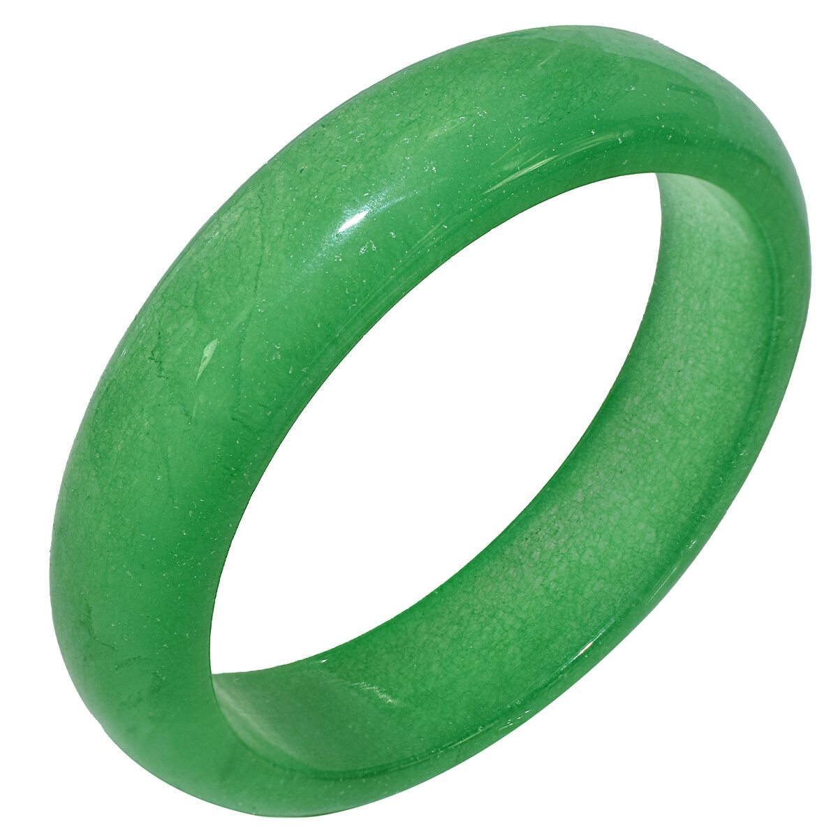 Green Dyed Jade Flat Round Bangle 19cm