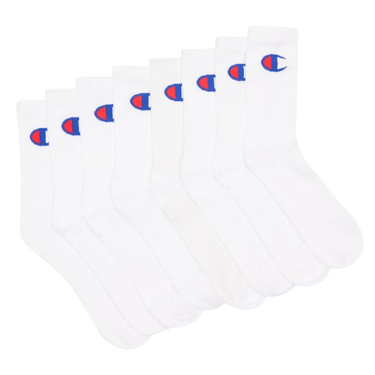 Champion Crew Sock 8 Pack White Champion Crew Sock 8 Pack White