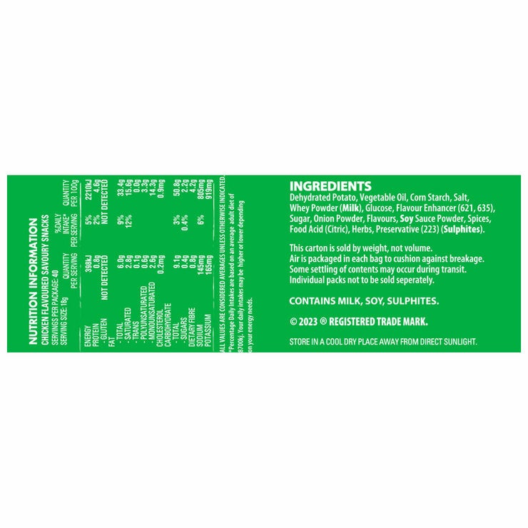 JMP Jumpy's Chicken Flavoured Crunchy Potato Snacks 40 x 18g