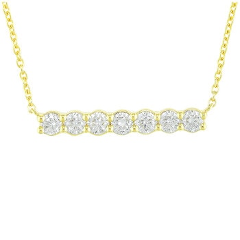18KT Yellow Gold 0.75ctw Round Diamond Bar Necklace 45cm