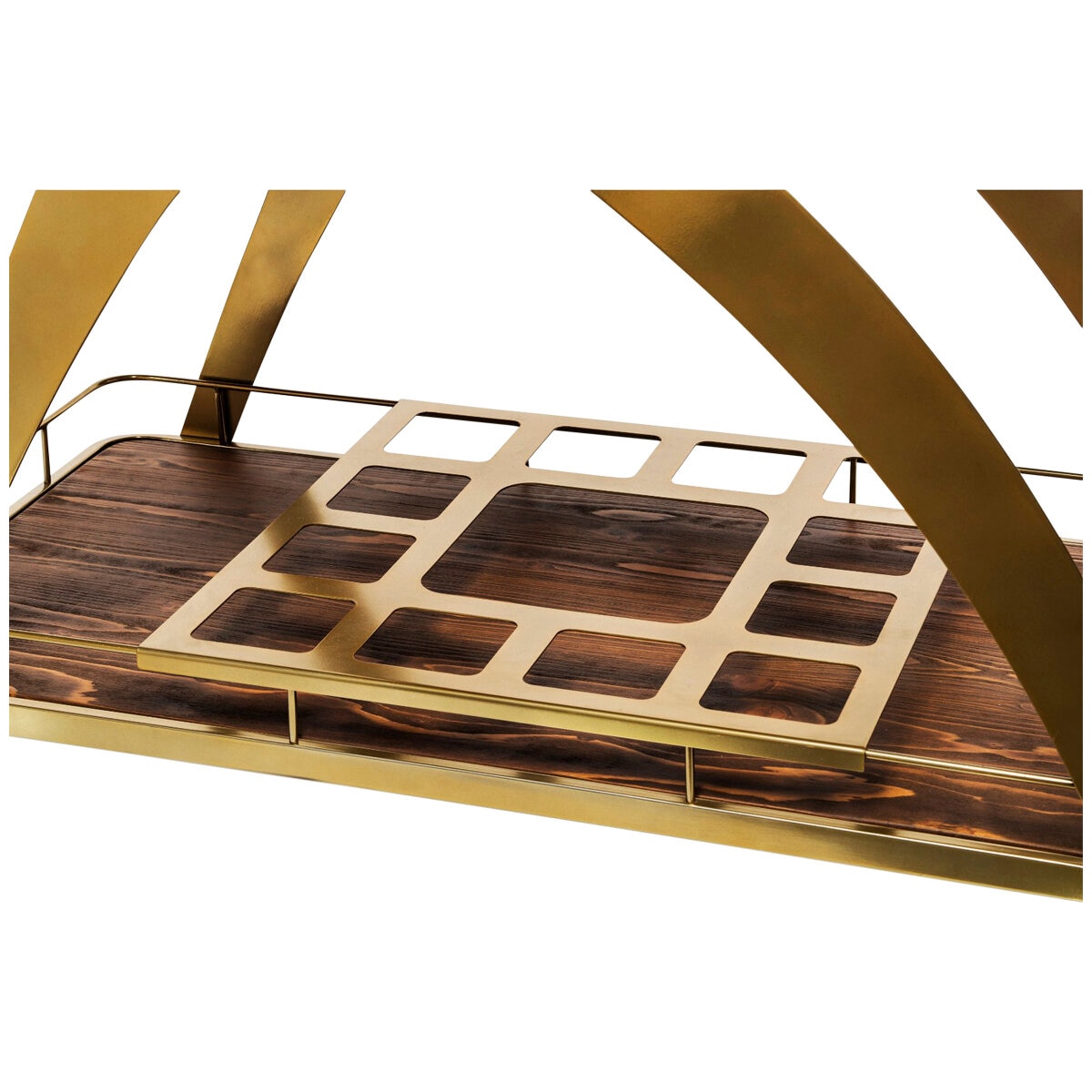 Wine Stash French Bar Cart with Timber Top