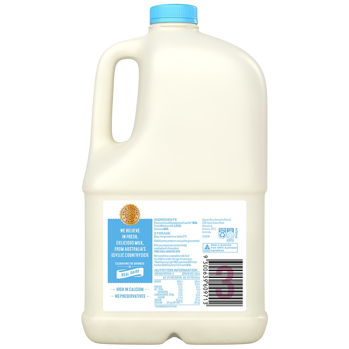 Gold Country Light Milk 3L