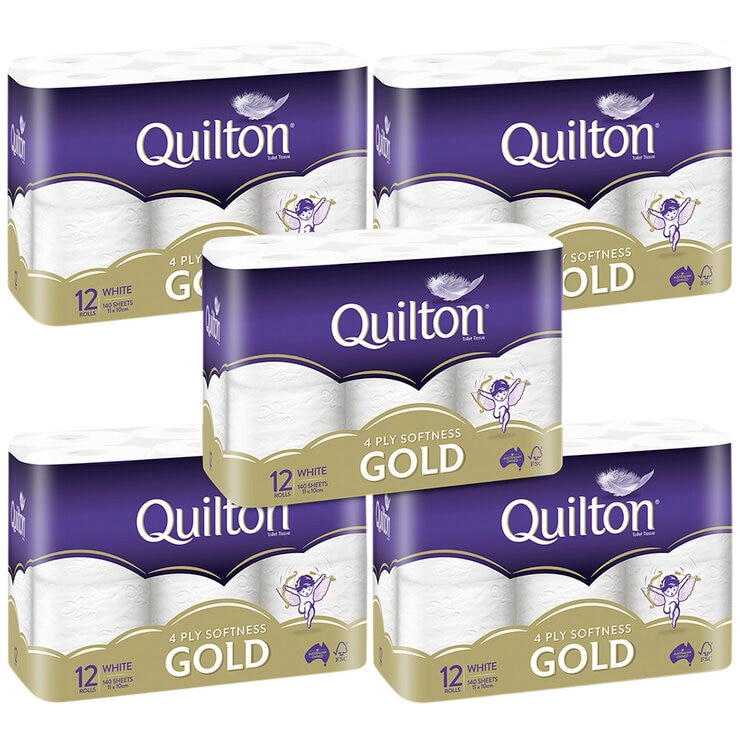 Quilton Gold Bath Tissue 4 Ply 12 x 140 Sheets 5 Pack