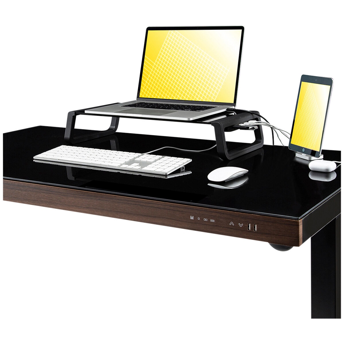 Seville Classics airLIFT Tempered Glass Monitor Riser Black