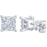 18KT White Gold 0.70ctw Round Brilliant Cut Diamond Square Earrings