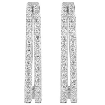 18KT White Gold 0.62ctw Diamond Hoop Earrings