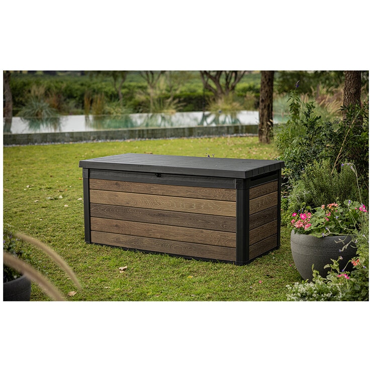 Keter Signature 570L Storage Box Walnut Look Keter Signature 570L Storage Box Walnut Look
