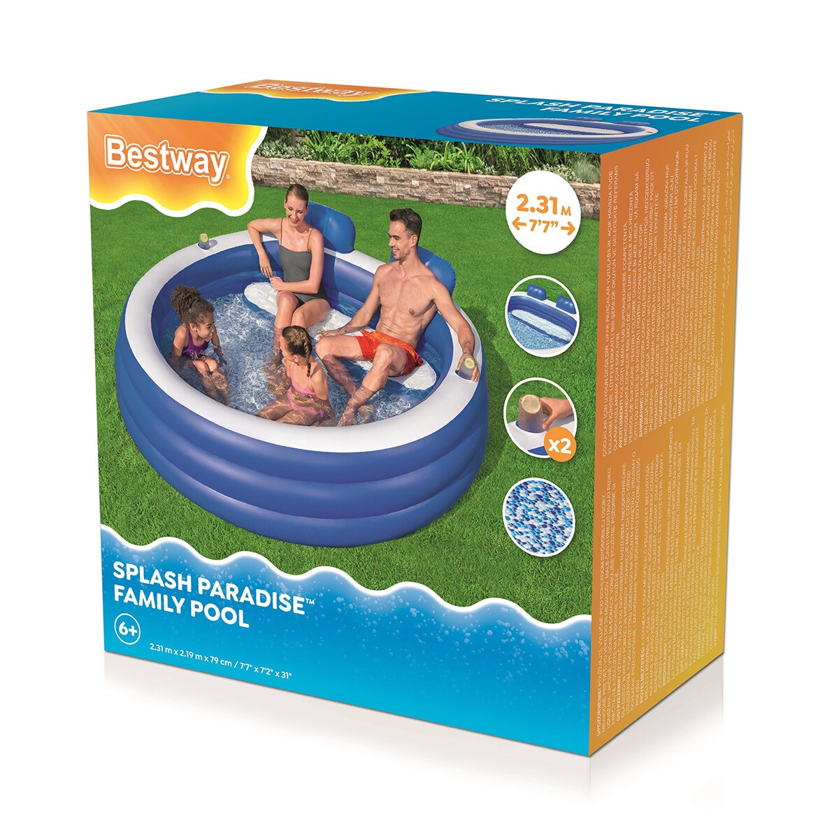 Bestway Splash Paradise Family Pool 2.31m x 2.19m x 79cm Bestway Splash Paradise Family Pool 2.31m x 2.19m x 79cm