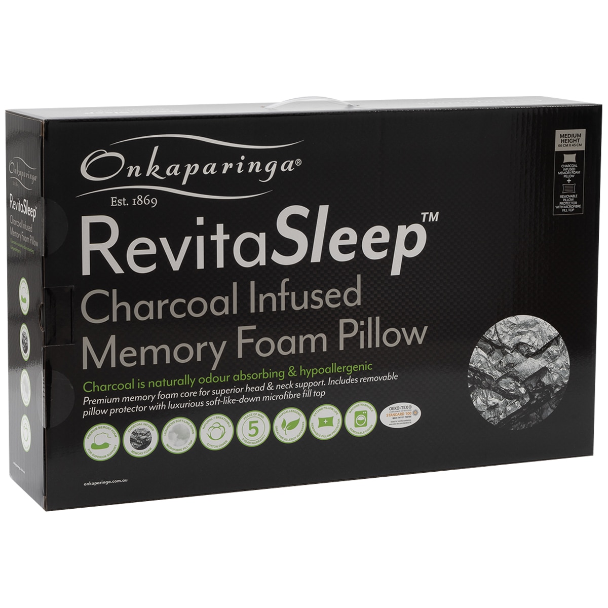 Onkaparinga Charcoal Memory Foam Pillow