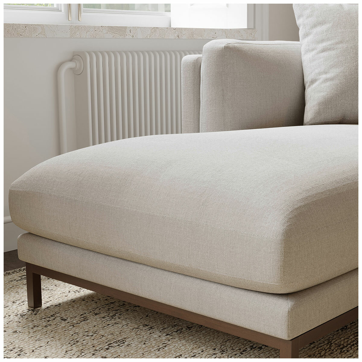 Valencia Bergen Fabric Sectional Lounge Left Chaise Beige Valencia Bergen Fabric Sectional Lounge Left Chaise Beige