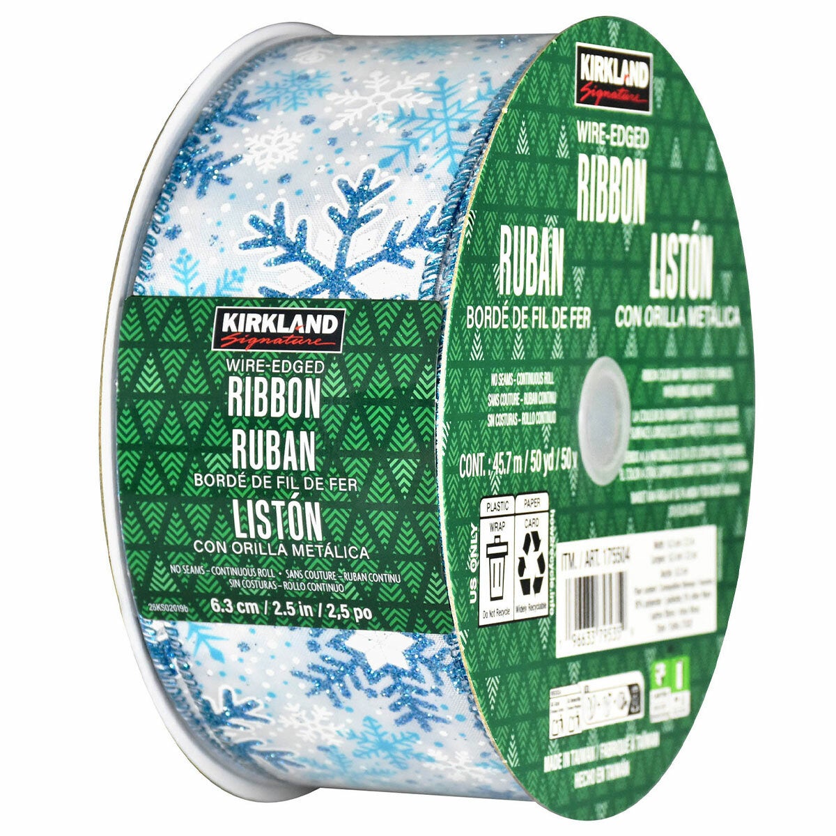 Kirkland Signature Wire Edged Holiday Ribbon 45.7m Kirkland Signature Wire Edged Holiday Ribbon 45.7m