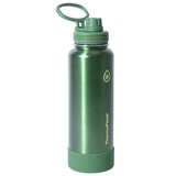 ThermoFlask Double Wall Stainless Steel Bottles With Spout And Straw Lid 2 Pack Green And Purple