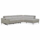 Aiden & Ivy Leather Power Sectional With Ratchet Headrest