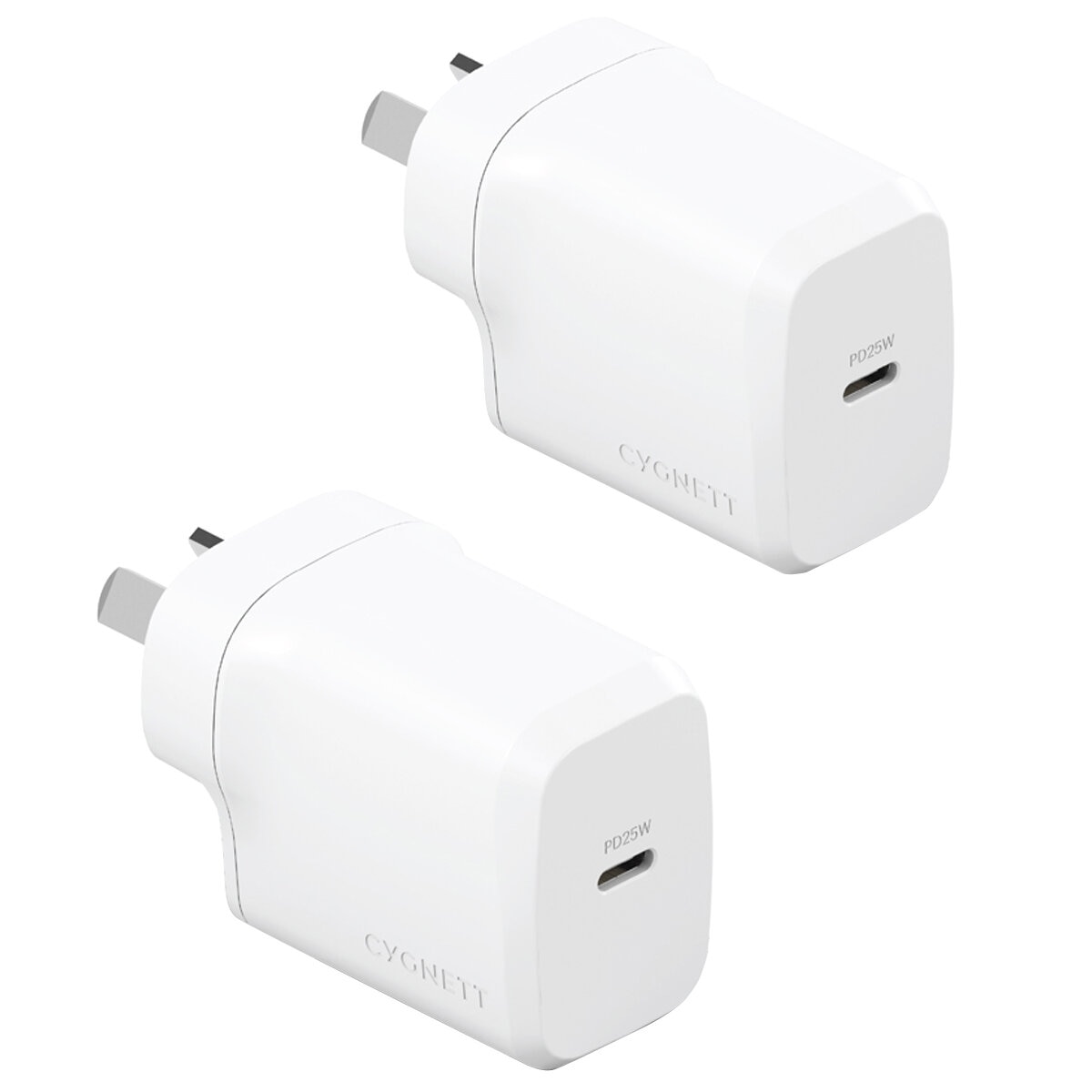 Cygnett Powerplus 25W USB-C Wall Charger Twin Pack White CY5173PDWCH