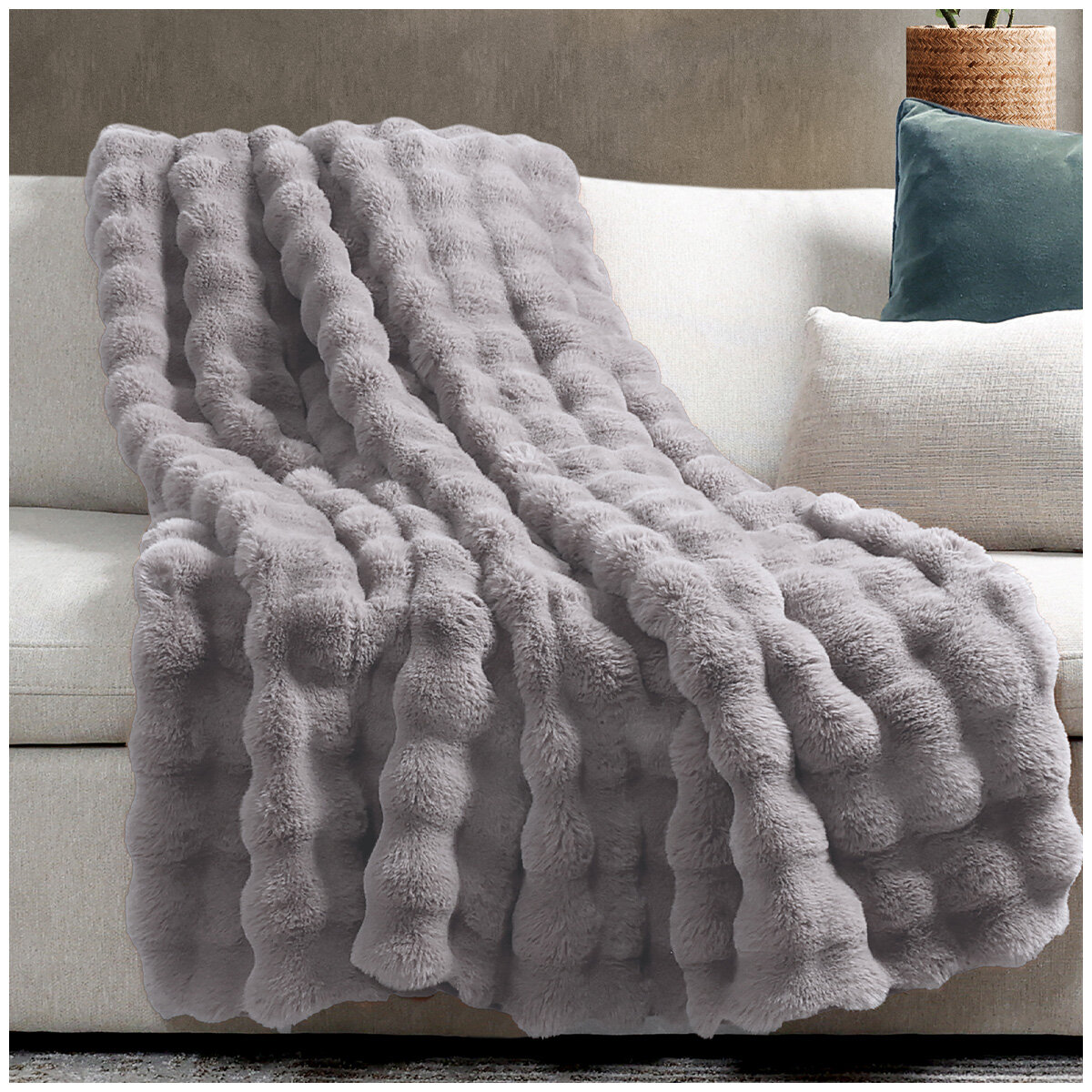 House & Home Bubble Faux Fur Throw 152cm x 177cm