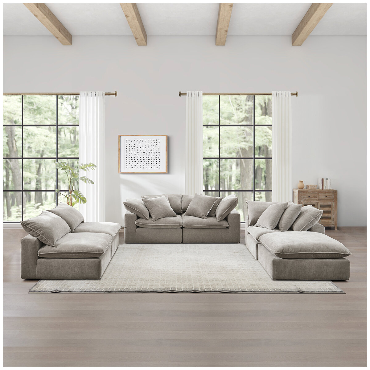Aiden & Ivy 6 Piece Fabric Modular Sectional