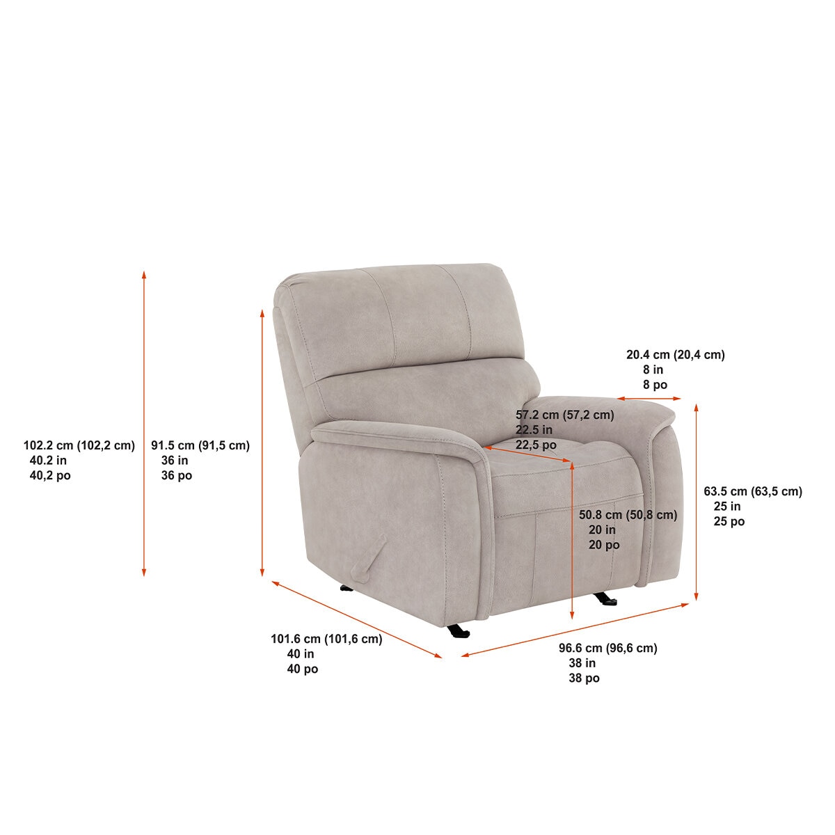 True Innovations Fabric Manual Rocker Recliner