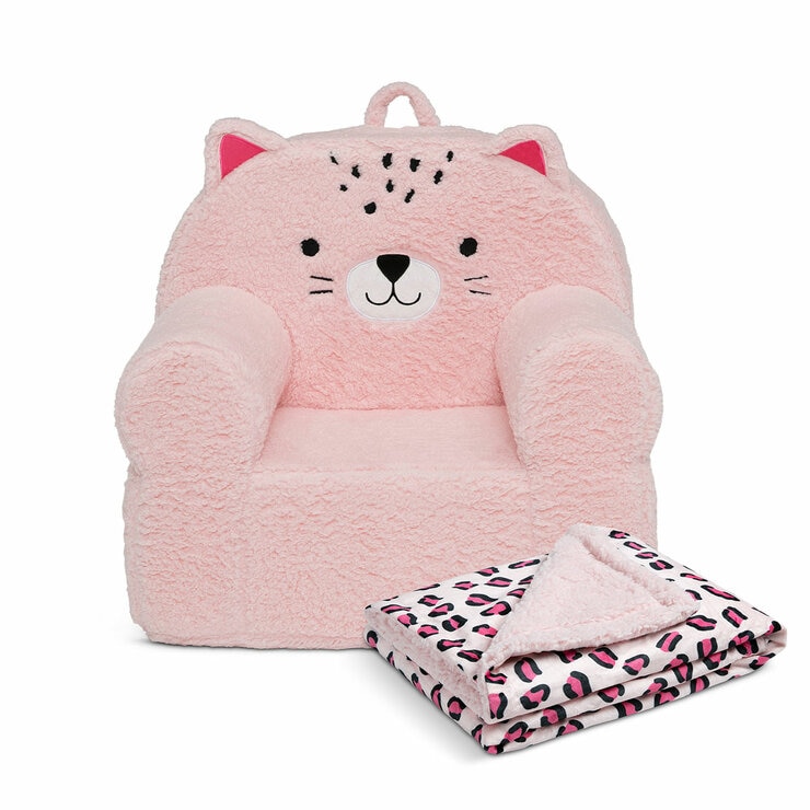 Cozee Kids' Animal Chair with Plush Blanket - Leopard