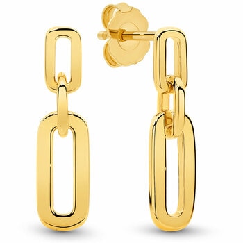 18KT Yellow Gold Paper Clip Link Drop Earrings
