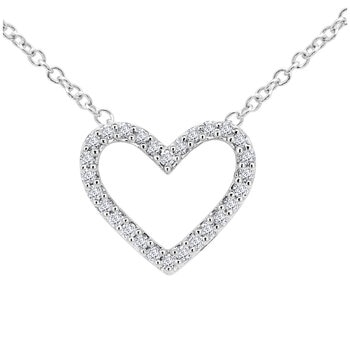 18KT White Gold 0.25ctw Round Diamond Heart Pendant