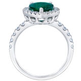 18KT White Gold 0.65ctw Diamond Lab Emerald Halo Ring