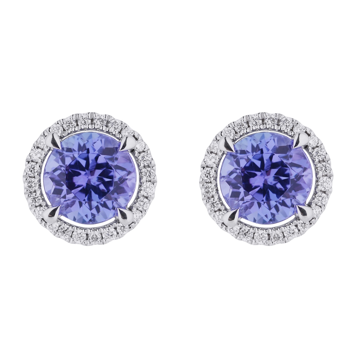 0.21ctw Diamond with Round Tanzanite Earrings