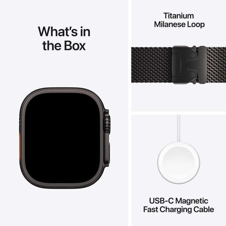 Apple Watch Ultra 4 GPS + Cellular 49mm Black Titanium Case with Black Titanium Milanese Loop Apple Watch Ultra 4 GPS + Cellular 49mm Black Titanium Case with Black Titanium Milanese Loop