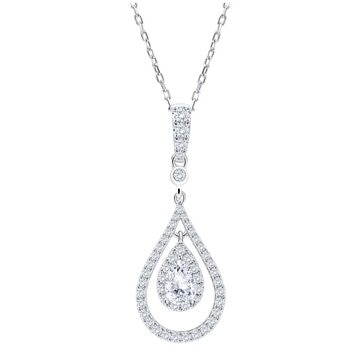 18KT White Gold 0.85ctw Diamond Teardrop Pendant