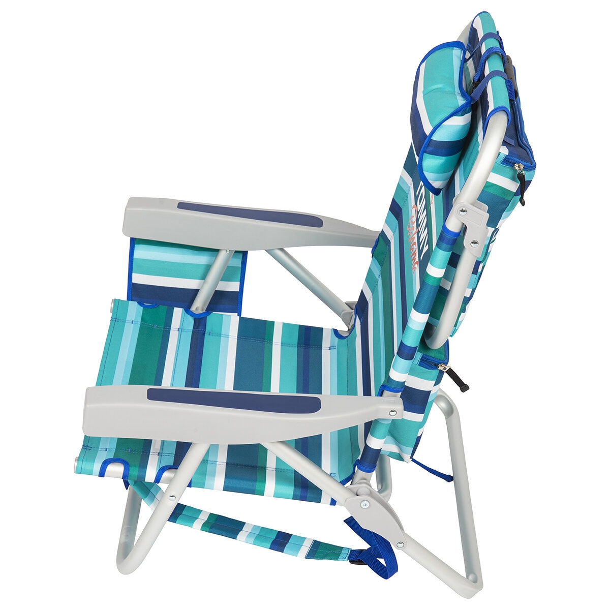 Tommy Bahama 5 position Aluminum Backpack Beach Chair 2 Pack Blue & Green Strip
