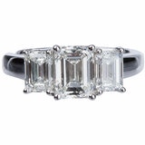 Platinum 3.00ctw Diamond Emerald Cut 3 Stone Ring