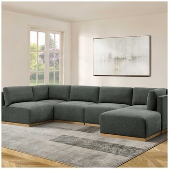 Henredon 6 Piece Fabric Modular Sectional With Ottoman