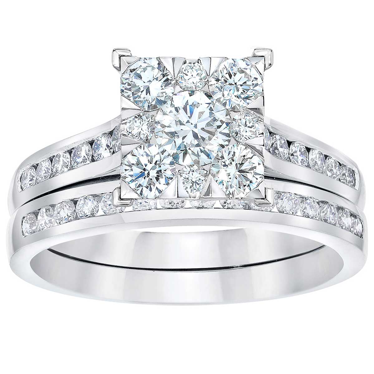 18KT White Gold 1.10ctw Diamond Bridal Set With 0.30ctw Centre