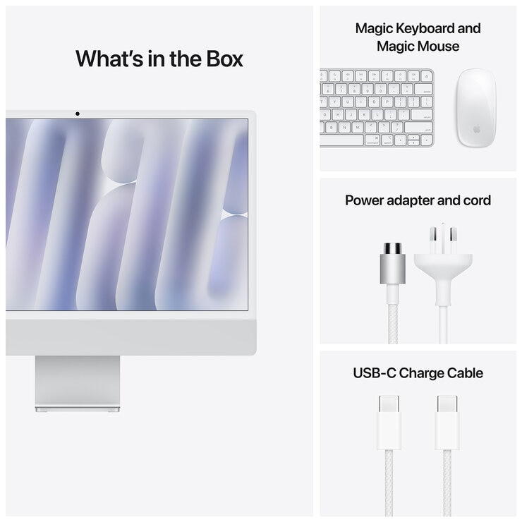 Apple iMac 24 Inch With Retina 4.5 Display M4 Chip 8 Core GPU 16GB 256GB SSD Silver