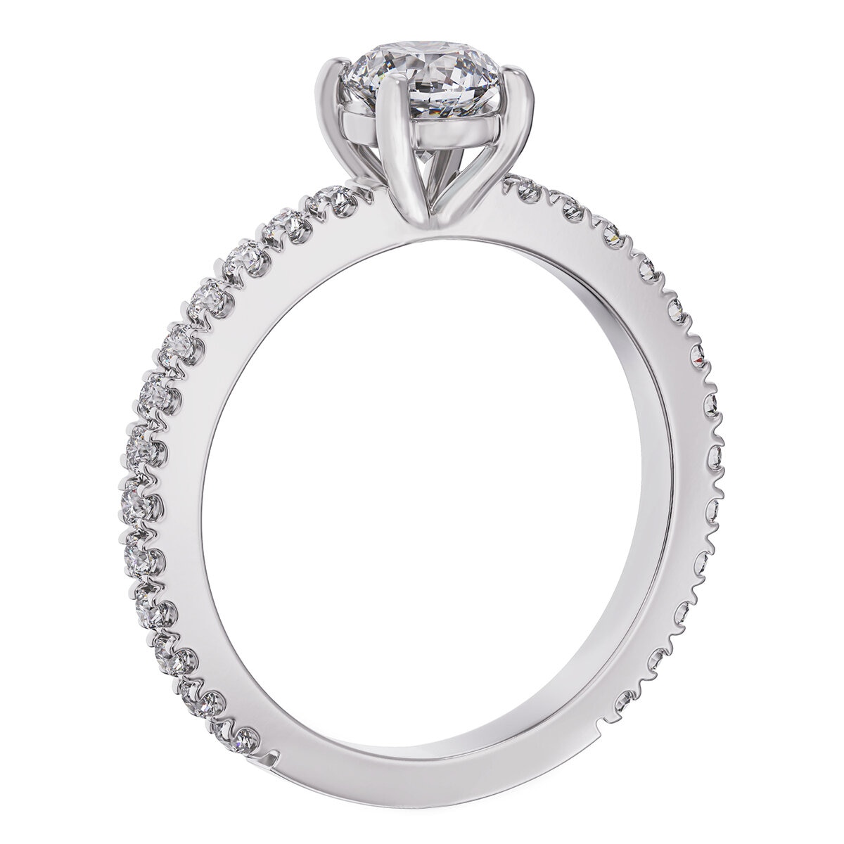 18KT White Gold 1.35ctw Round Diamond Cut 1.00ctw Centre Ring