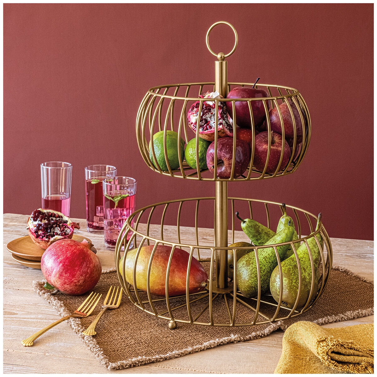 over and back Golden Fruit Basket 2-Tier over and back Golden Fruit Basket 2-Tier