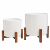 Ceramic Planters On Stand (Set of 2)