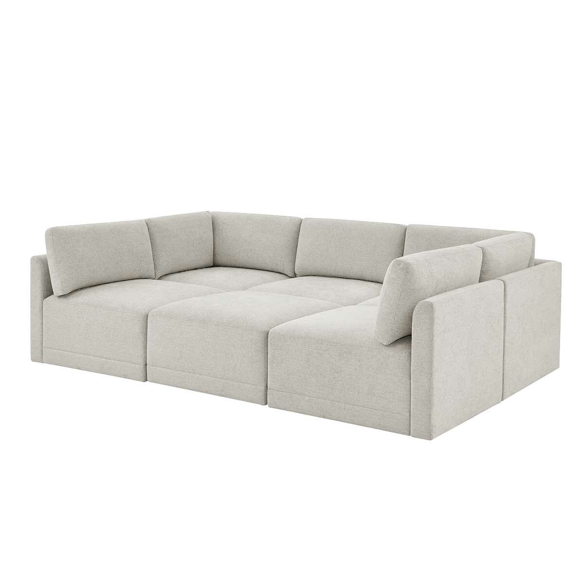 Thomasville 6PC Fabric Modular Sectional with Ottoman Light Grey