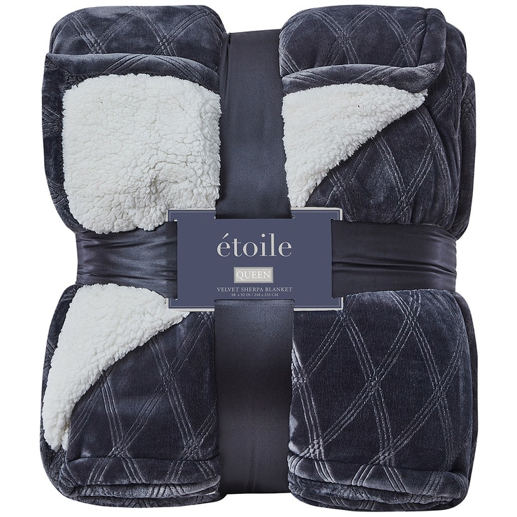 Etoile Velvet Sherpa Queen Blanket Grey Costco Australia