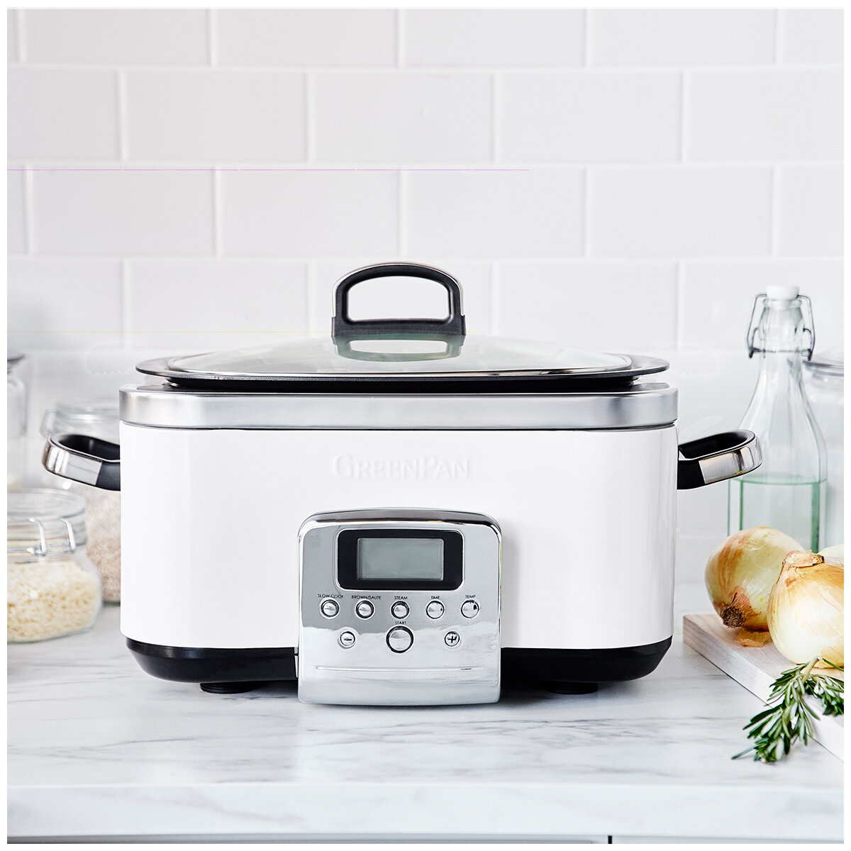 GreenPan 6L Slow Cooker CC005724-003 Cloud Cream