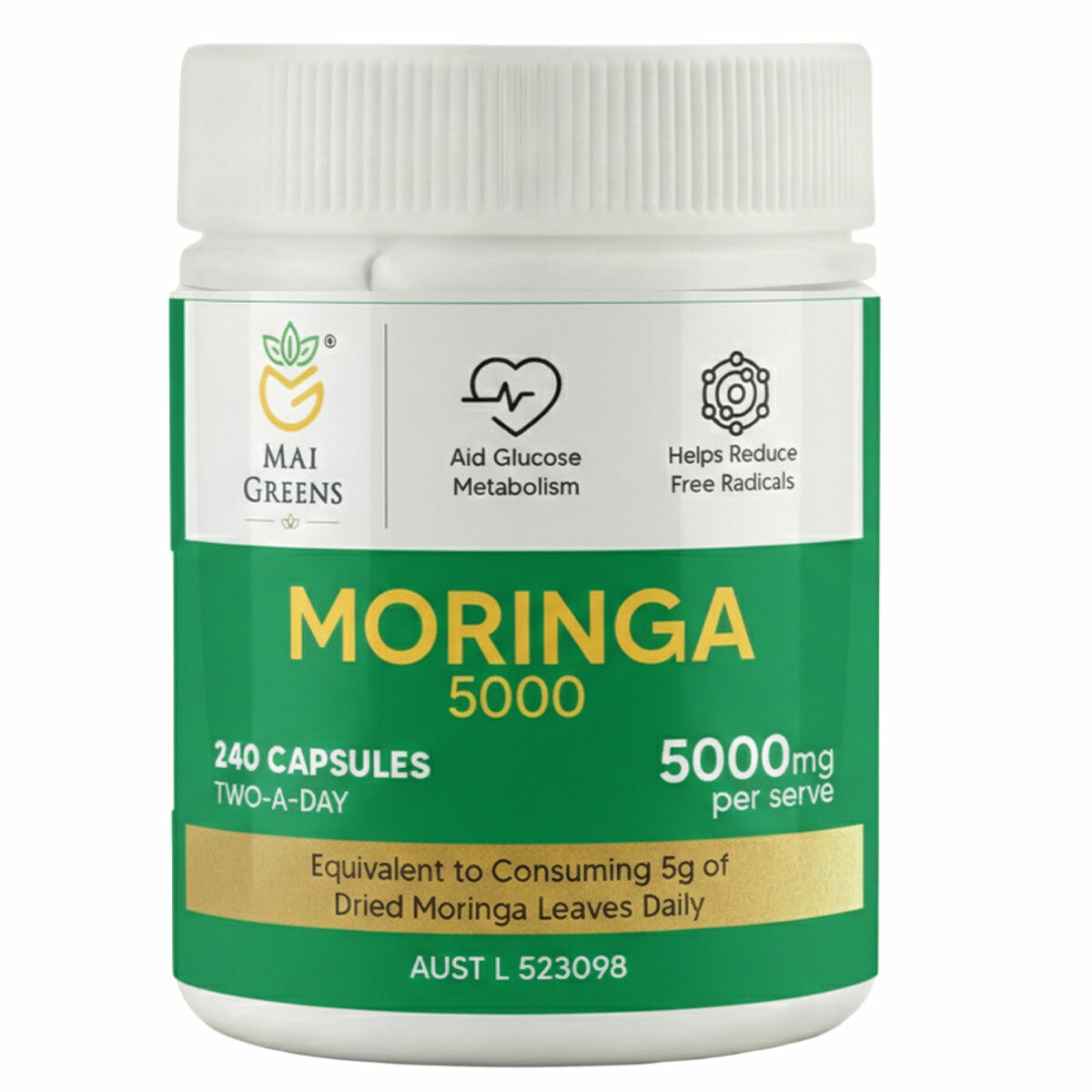 Mai Greens Moringa Capsules 5000mg 240 capsules