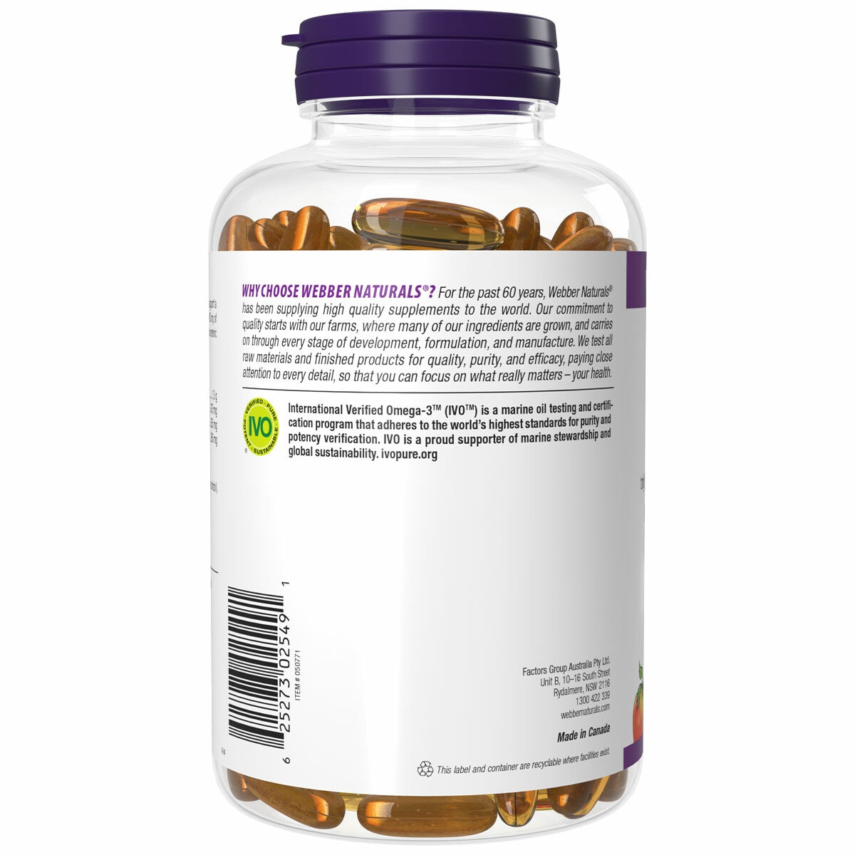Webber Naturals Triple Strength Fish Oil 120 Softgel Capsules