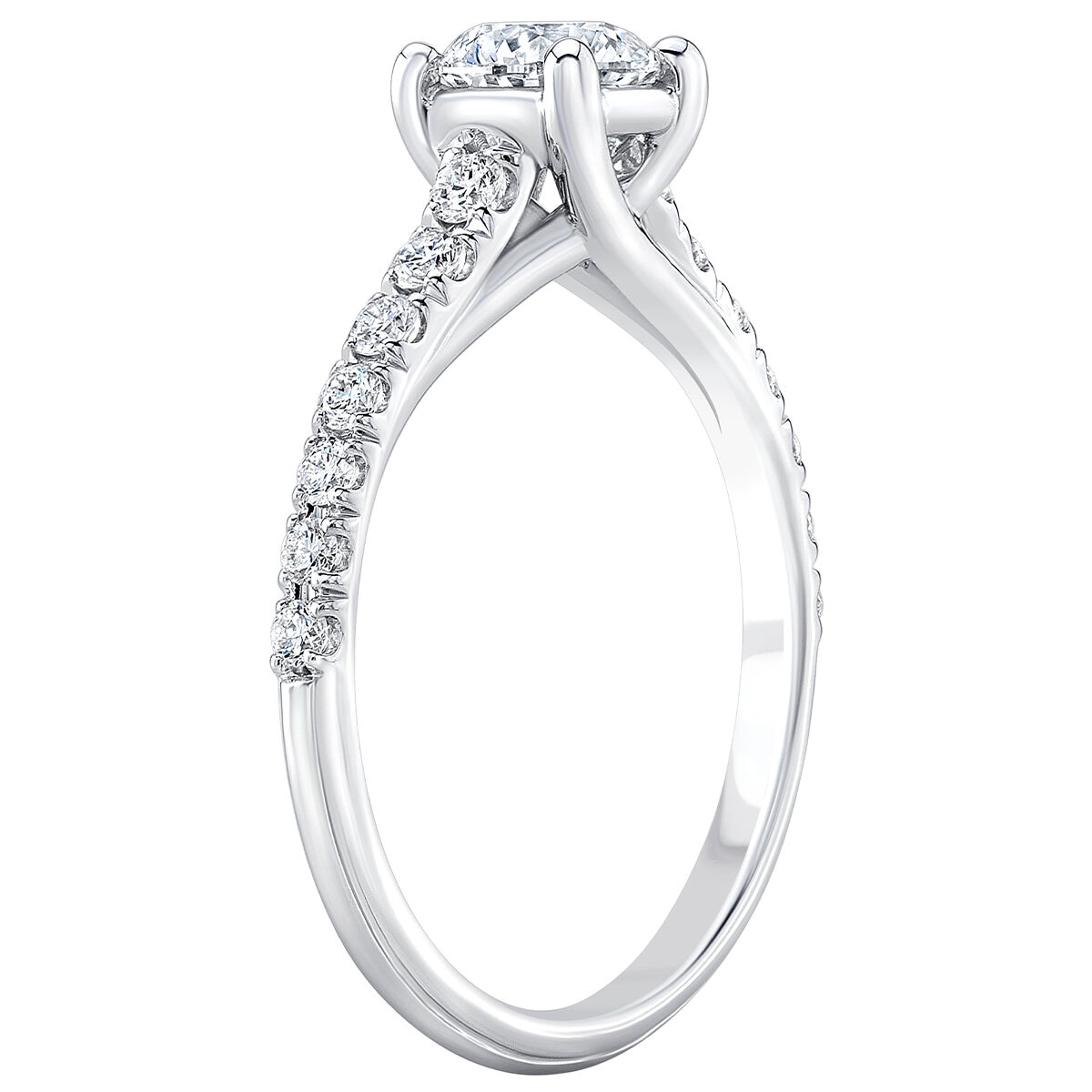18KT White Gold 0.78ctw Diamond Ring With 0.50ctw Centre Stone