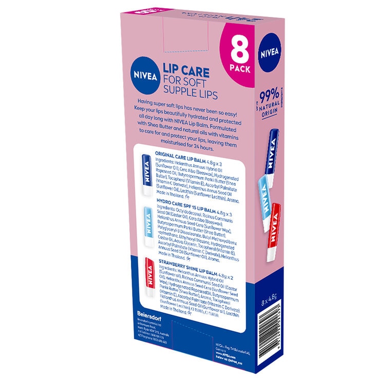 Nivea Lip Care For Soft Supple Lips 8 Pack