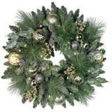 Pre-Lit Decorated Holiday Artificial Wreath 61cm